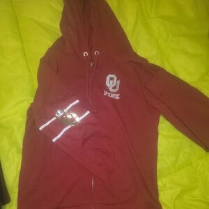 PINK Victoria's Secret Maroon OU Embroidered Zip Hoodie